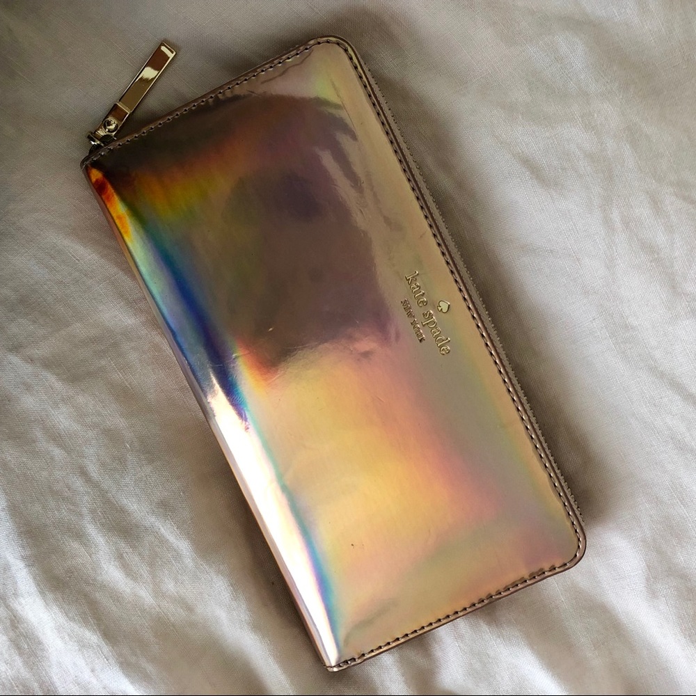 Kate Spade Holographic Rose Gold Wallet